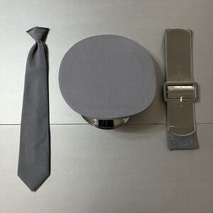 Vintage US Army Service Hat With Tie & Belt Police Pilot Uniform Hat Blue